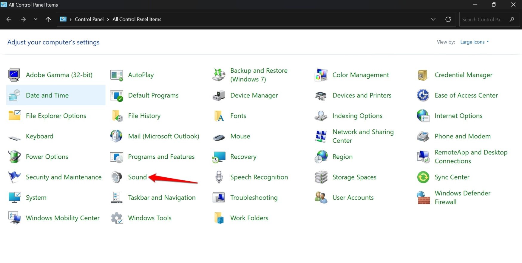 Вкладка Звуки в свойствах звука Windows