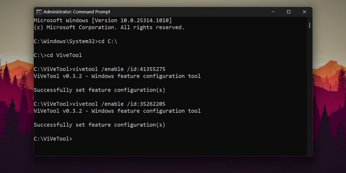 Включение RGB-подсветки через ViVeTool