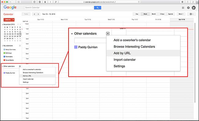 Добавить календарь по URL в Google Calendar