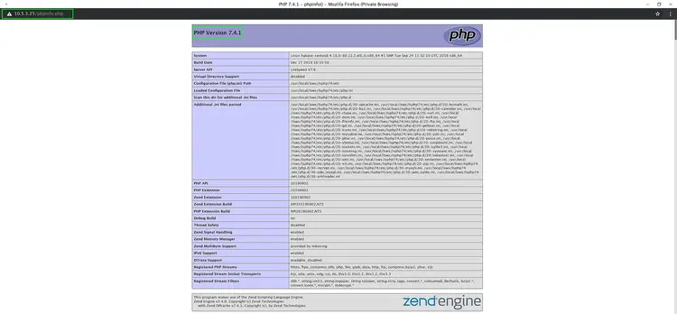 OpenLiteSpeed에서의 phpinfo 화면
