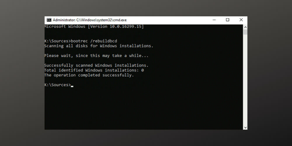 Пример сообщения о найденных операционных системах и инструкция по переименованию BCD