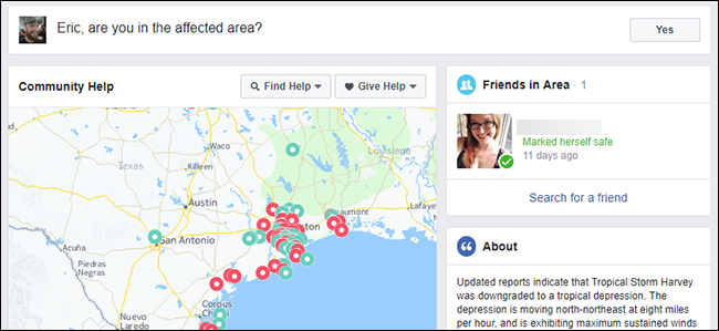 Список друзей с возможностью спросить или отметить человека как в безопасности