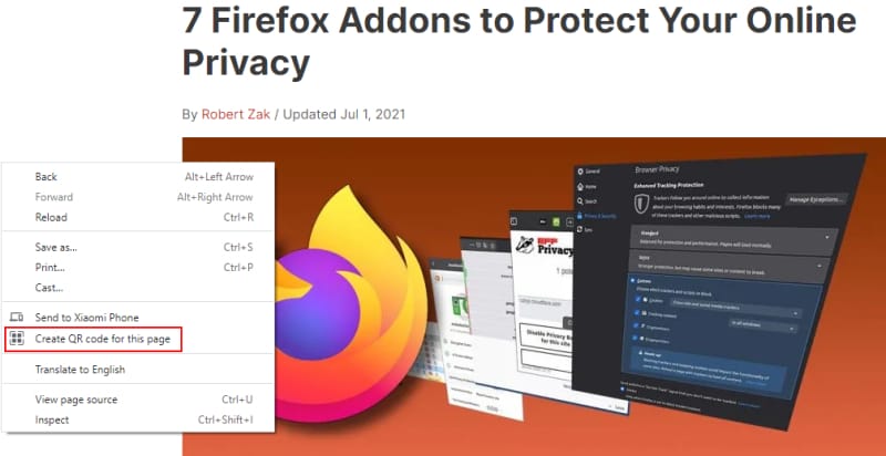 Создание QR‑кода для страницы в Chrome