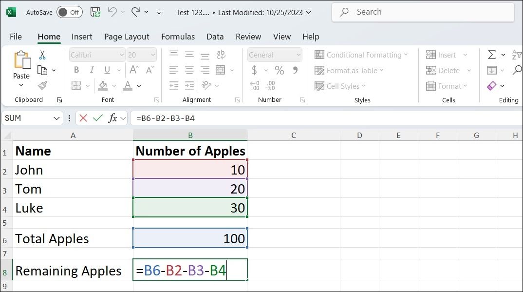 Вычитание в Excel: числа и даты