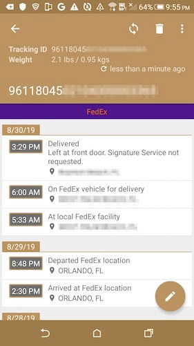 Виджет Deliveries на Android: информация о посылке на домашнем экране