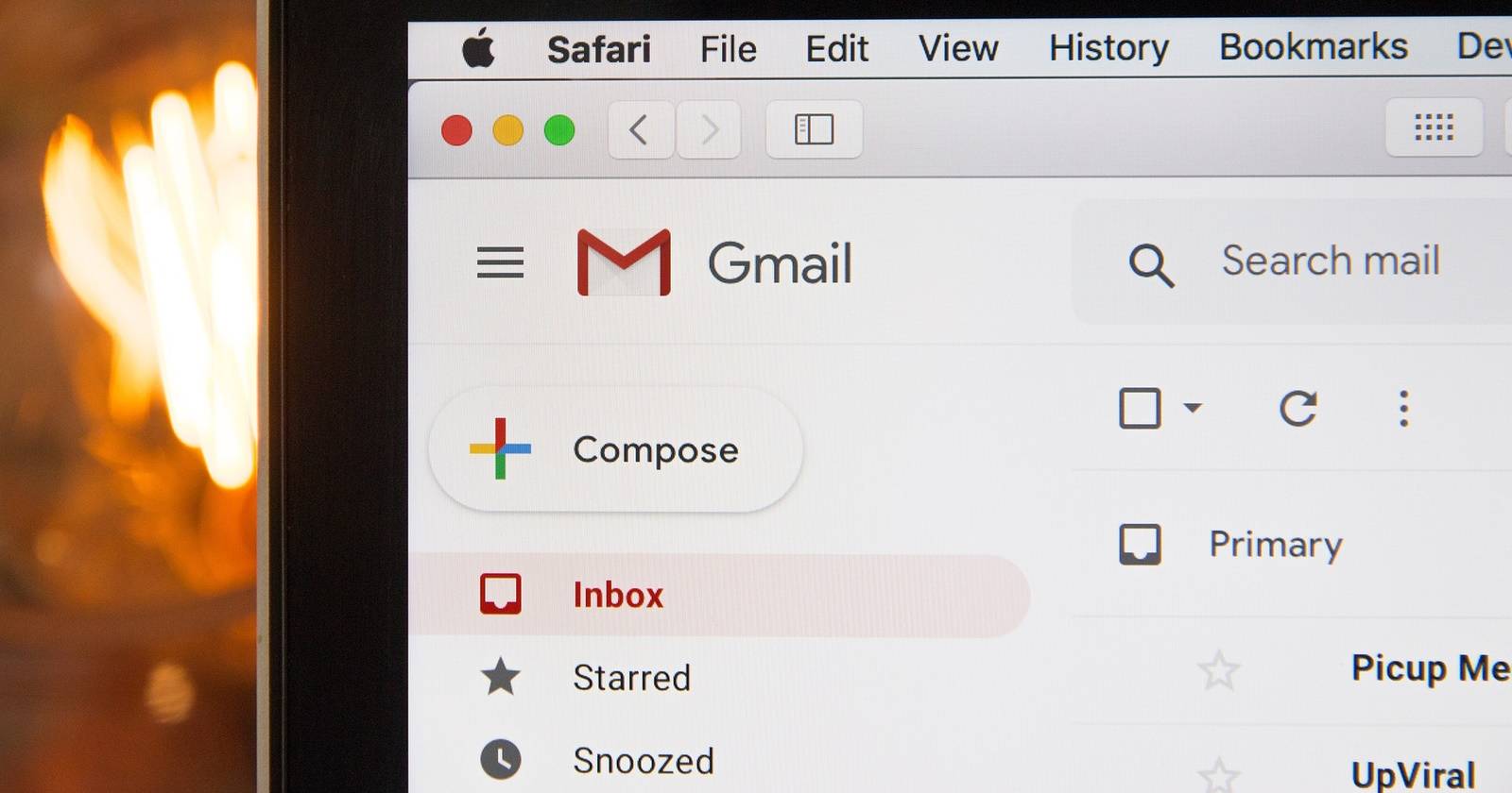 Боковой вид почтового ящика Gmail