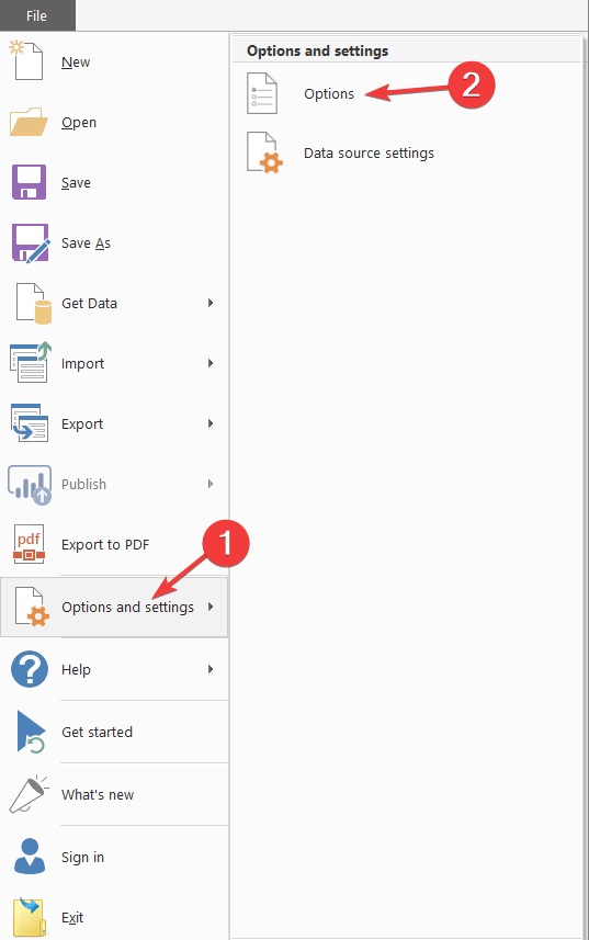 Окно опций Power BI с разделом Preview Features