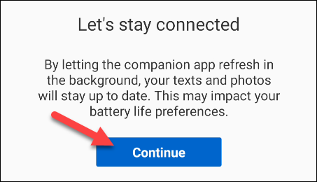 Экран: запрос на поддержание подключения приложения в фоновом режиме