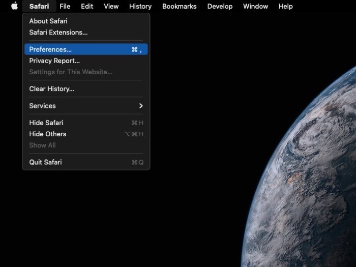 Окно настроек Safari — вкладка Расширения