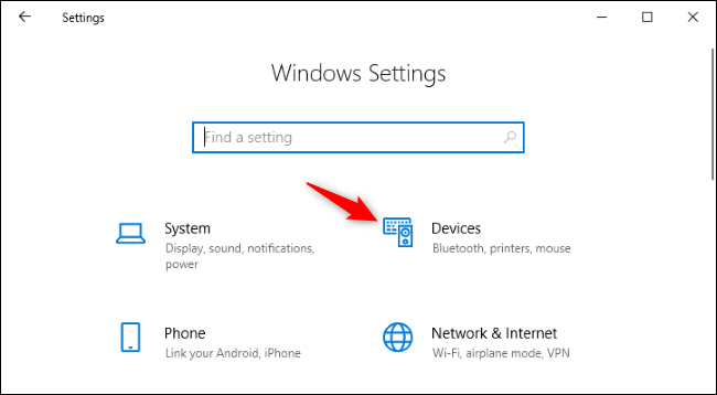 Иконка «Устройства» в окне Параметров