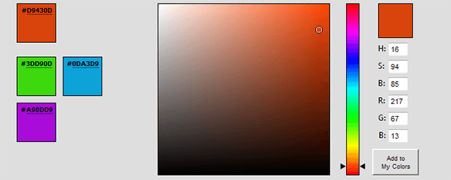 минималистичный интерфейс Color Picker