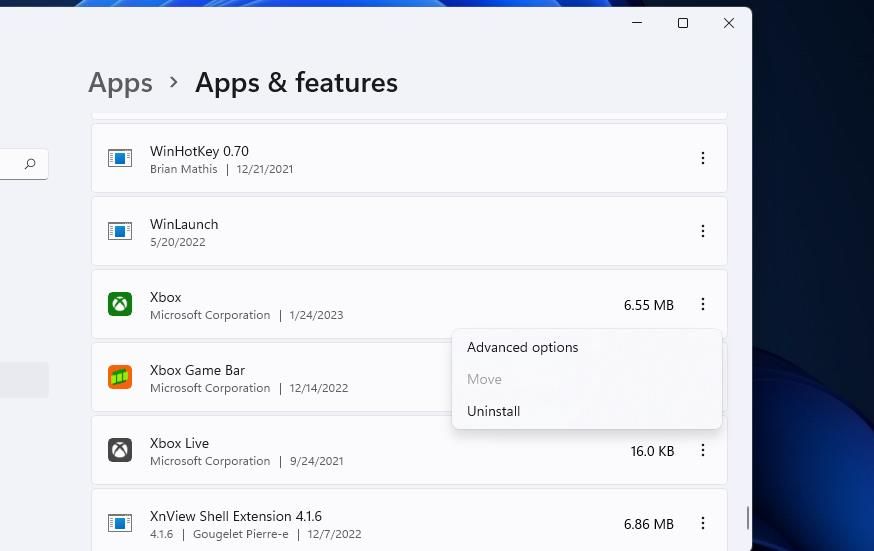 Опция Удалить