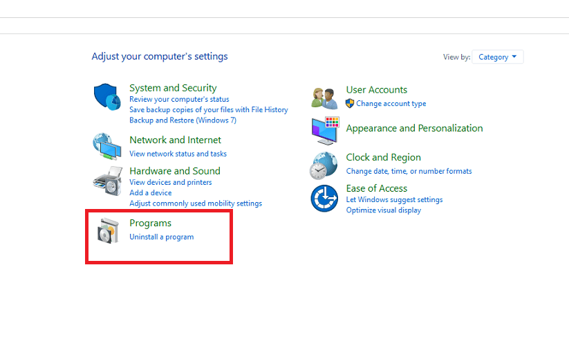 Панель управления — Удаление программы