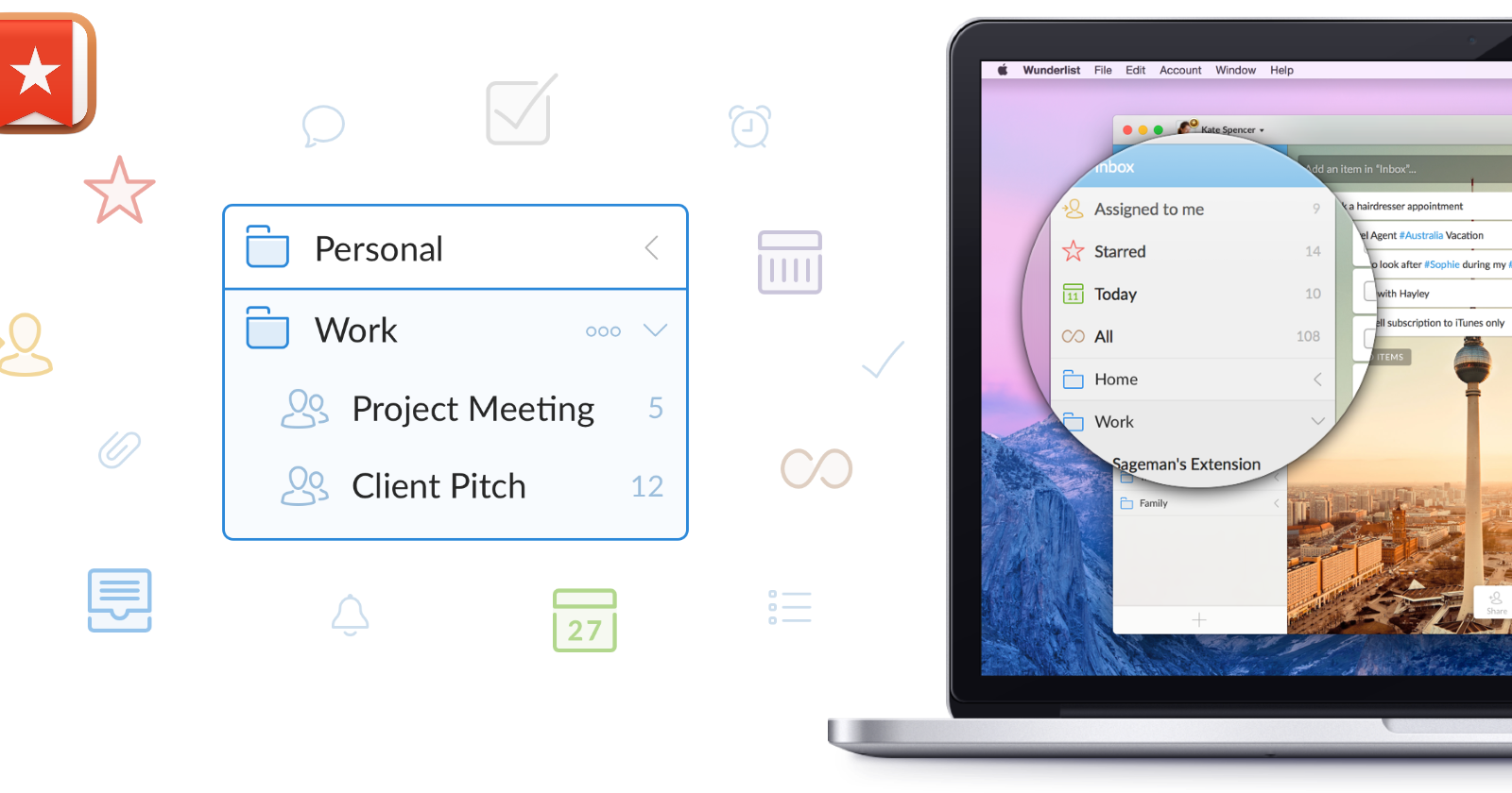Wunderlist: папки и быстрый ввод задач