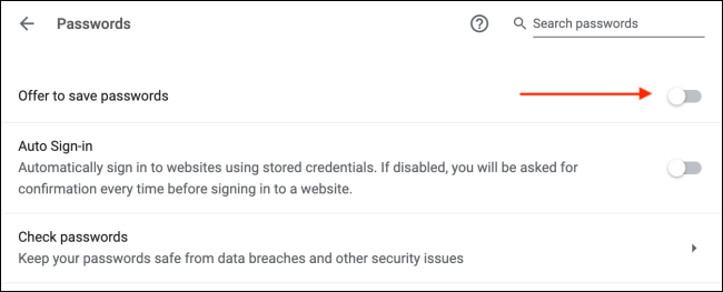 Отключите настройку Offer To Save Passwords
