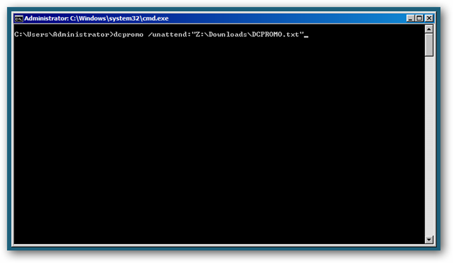 Запуск dcpromo с указанием файла ответов