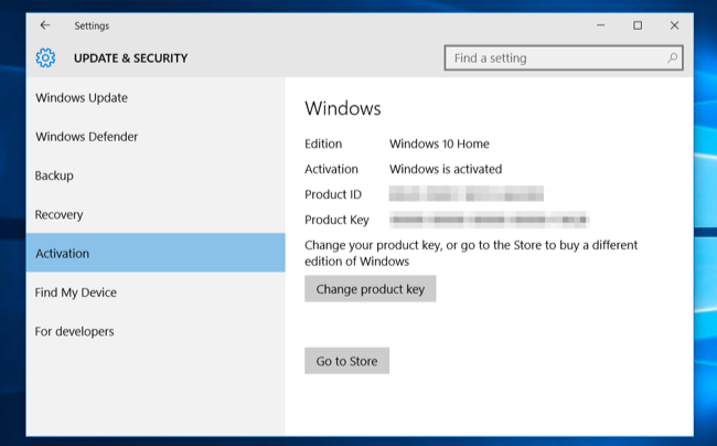 Кнопка перехода в Microsoft Store для покупки обновления до Pro