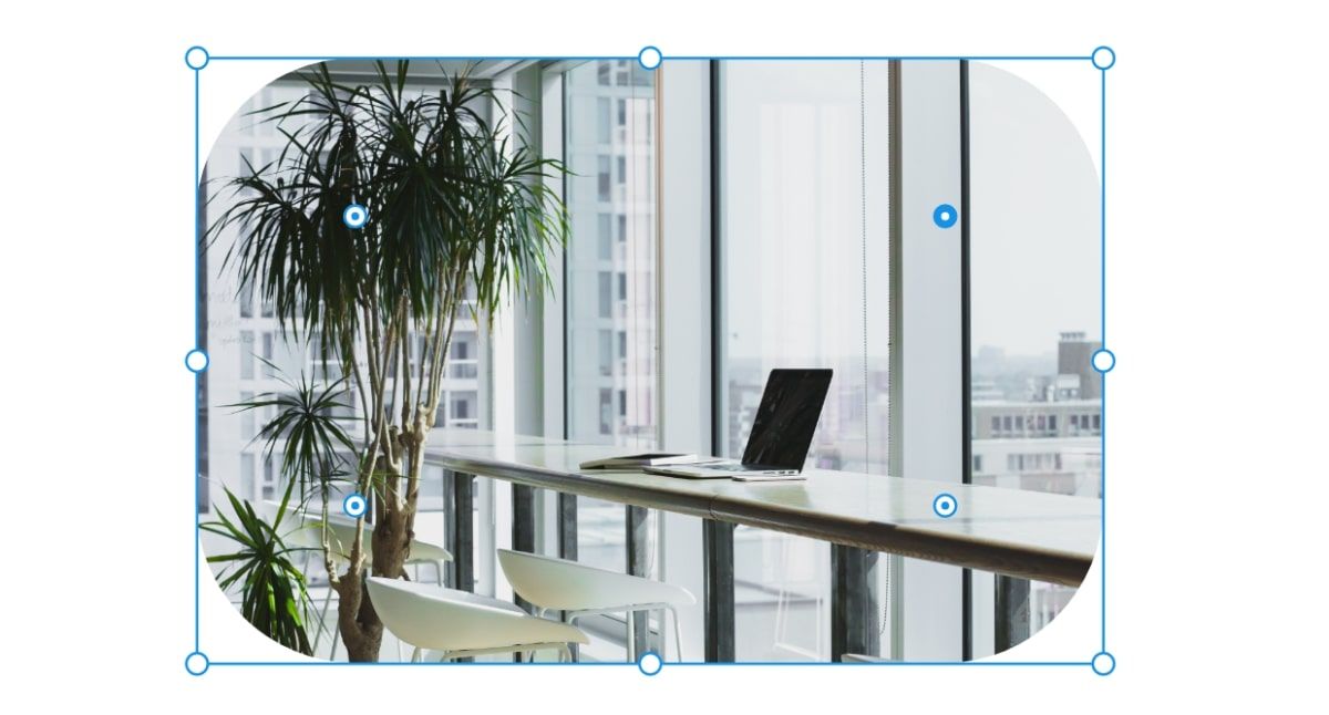 Перетаскивание углов для изменения формы изображения