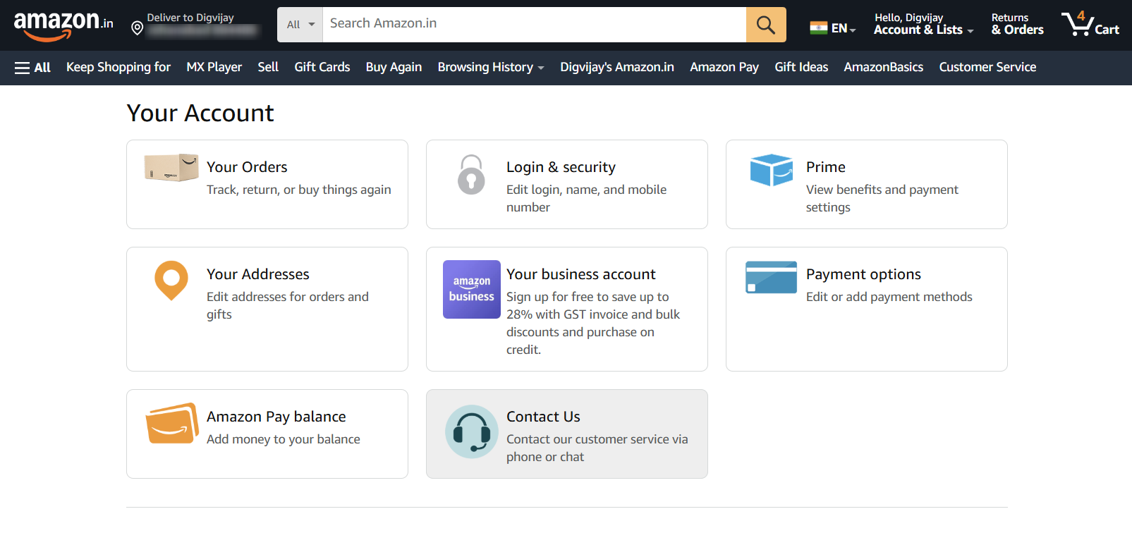 Работа с учётной записью Amazon