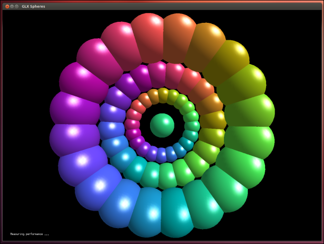 Графический тест glxspheres с увеличенным FPS при использовании NVIDIA