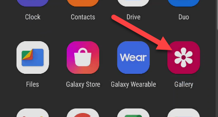 Открытие приложения Галерея на Samsung