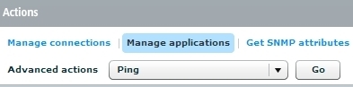 Finestra azioni 'Manage applications' nella scheda Riepilogo