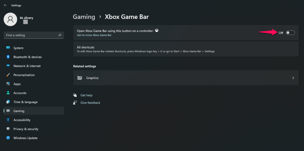 Включение Xbox Game Bar