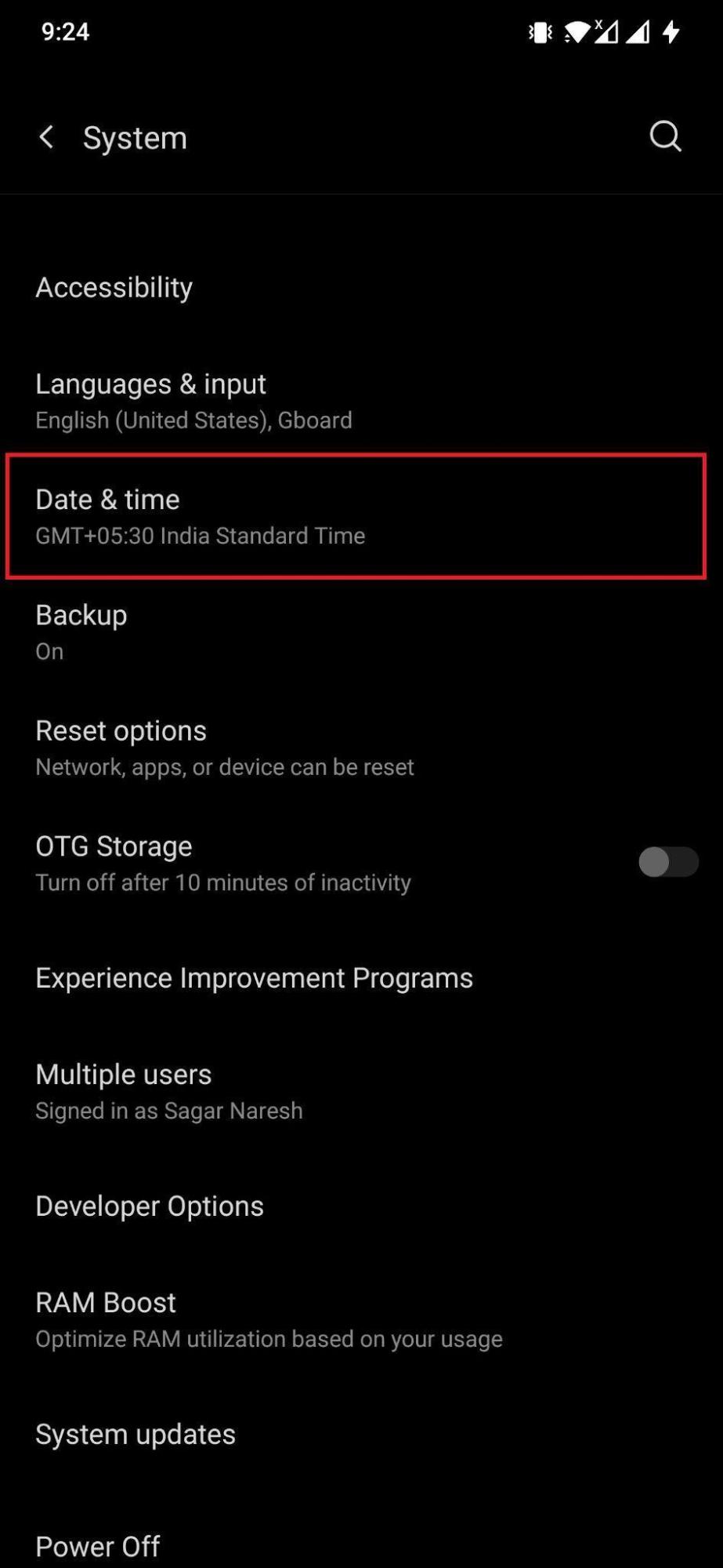 Параметры даты и времени Android