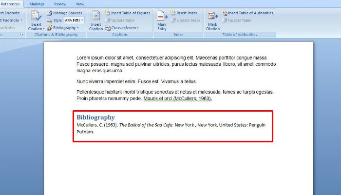 Скриншот: автоматически сгенерированная библиография в конце документа