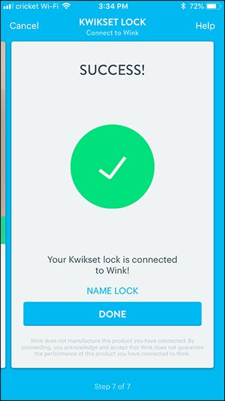 Индикация успешного сопряжения замка с хабом в пользовательском приложении