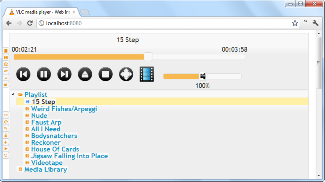 Веб‑интерфейс VLC в браузере