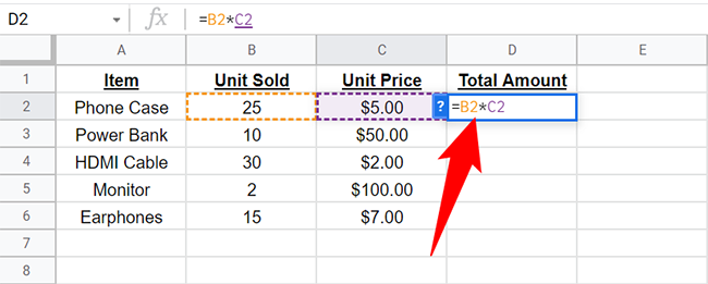Введите формулу и нажмите Enter.