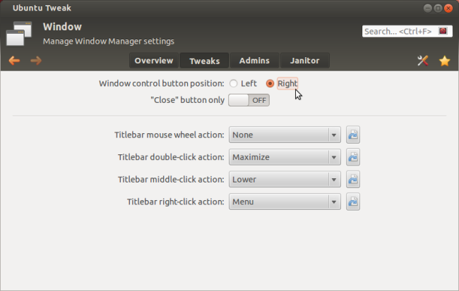Перенос кнопок заголовка окна на правую сторону