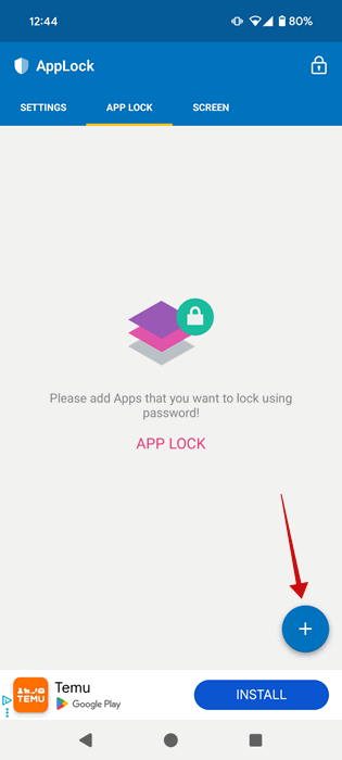 Adicionando Firefox a cofre do AppLock