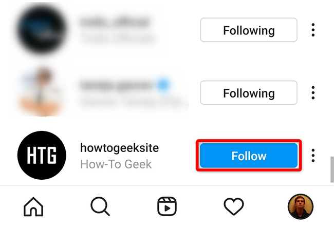 Пользователь отписан — кнопка стала «Follow».
