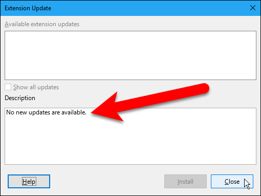 Состояние без доступных обновлений