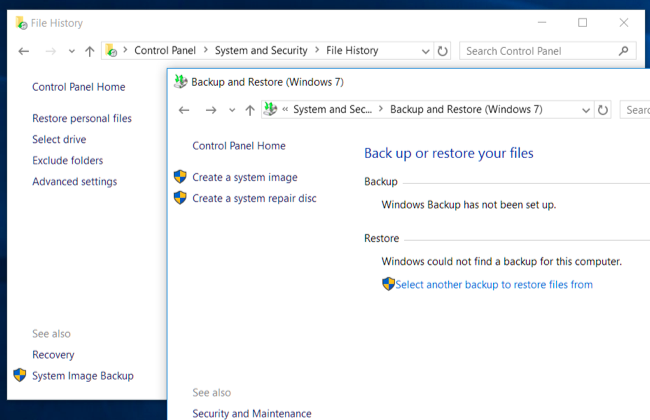 Скриншот окна создания образа системы в панели управления