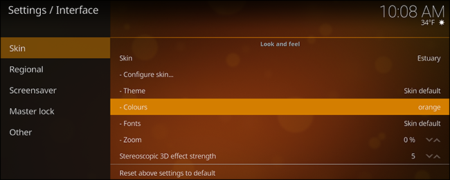 Пример оранжевой цветовой схемы Estuary