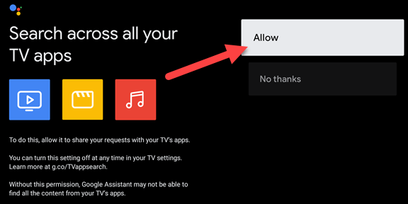 Разрешить Assistant искать в приложениях.