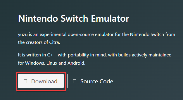Страница загрузки эмулятора Yuzu