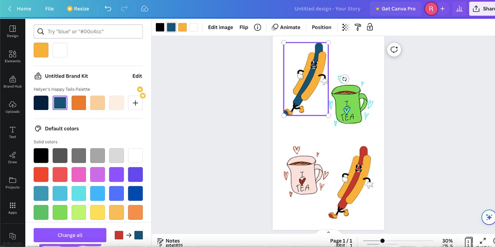 Перекрашенные элементы в Canva.