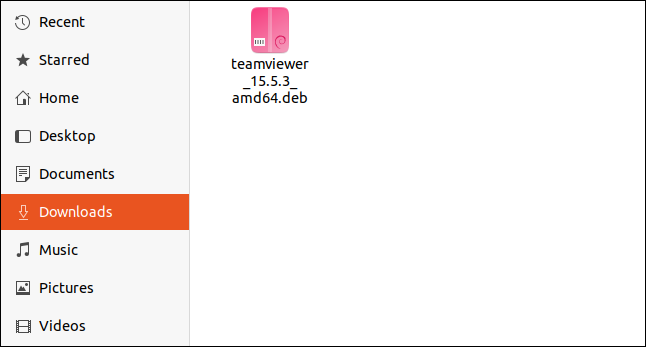 Загруженный DEB-пакет TeamViewer в файловом менеджере