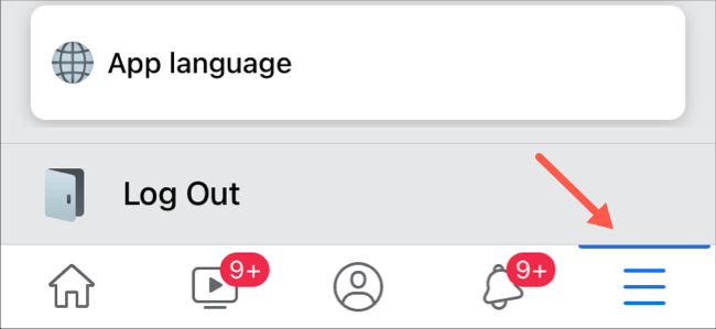 Открыть вкладку настроек в приложении Facebook