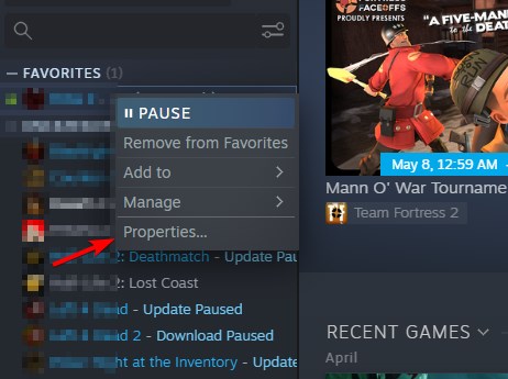 Окно Свойства игры в Steam с опцией «Просмотреть локальные файлы»
