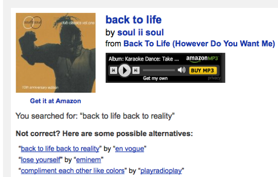 Страница результатов LyricRat с превью, покупкой и альтернативами