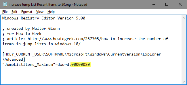 Скриншот редактирования .reg файла в Блокноте