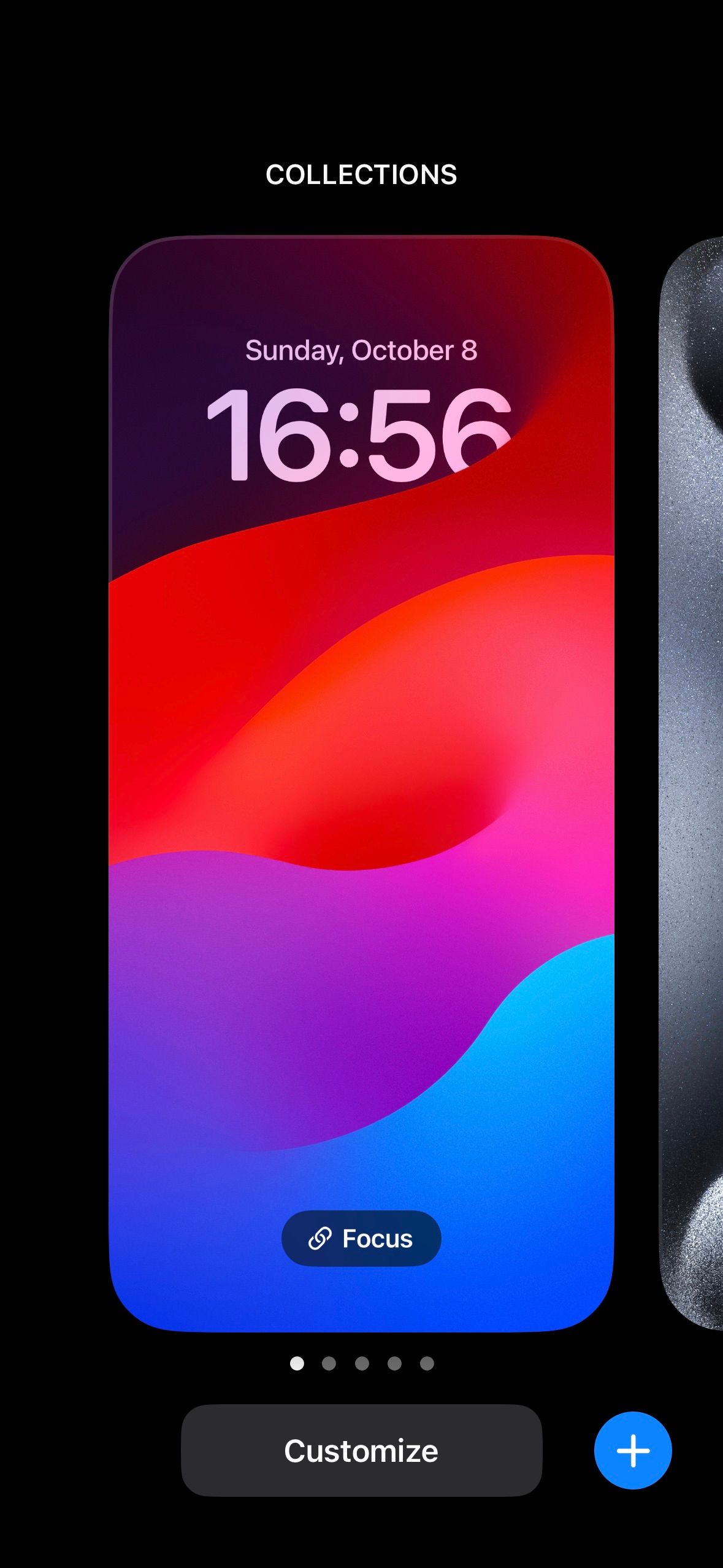 меню для выбора экрана блокировки, который пользователь хочет настроить