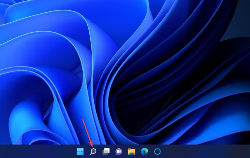 Значок лупы на панели задач для поиска в Windows 11