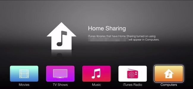 Плитка «Компьютеры» в меню Apple TV