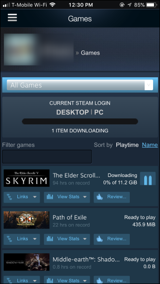 Кнопка покупки и загрузки игры в мобильном приложении Steam